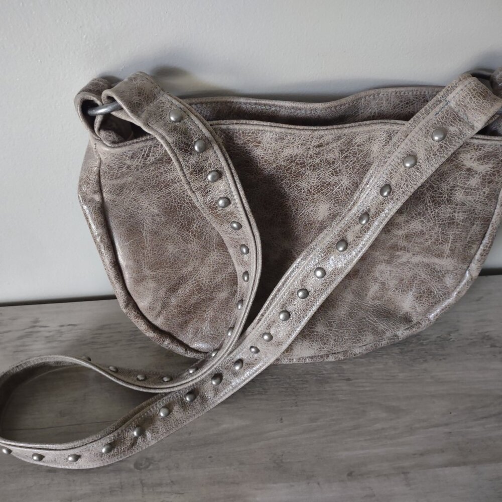 Gorgeous studded leather crossbody purse - moto - western - saddlebag style NEW